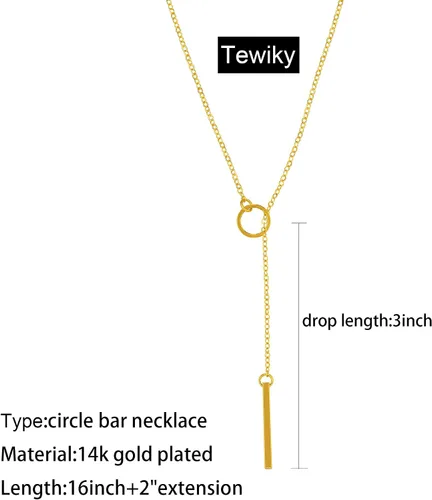 Vista 6 de Tewiky Lariat Collar para mujer, delicados collares largos chapados en oro de 14 quilates, corazón y perlas de circonita cúbica, collar con colgante