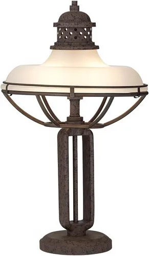 Vista 4 de Franklin Iron Works Lámpara de mesa rústica de estilo industrial vintage, jaula abierta de 26.5 pulgadas de alto, bronce óxido, marrón, media cúpula