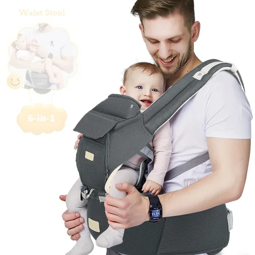 Vista 11 de FRUITEAM Portabebés 6 en 1 con taburete de cintura/asiento de cadera para lactancia materna, talla única - se adapta a recién nacidos, bebés y niños