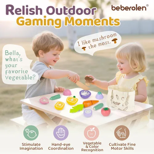 Vista 6 de Juegos de comida de madera para niños, juguetes de regalo de cumpleaños Veggie
