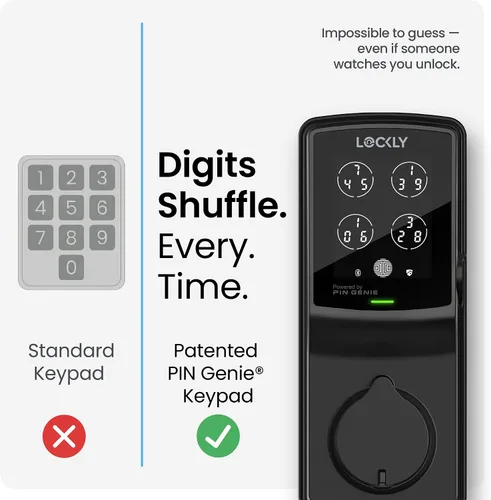 Vista 5 de Lockly Secure Plus, cerradura de puerta de entrada sin llave, cerraduras inteligentes para puerta delantera, cerrojo de bloqueo inteligente, teclado
