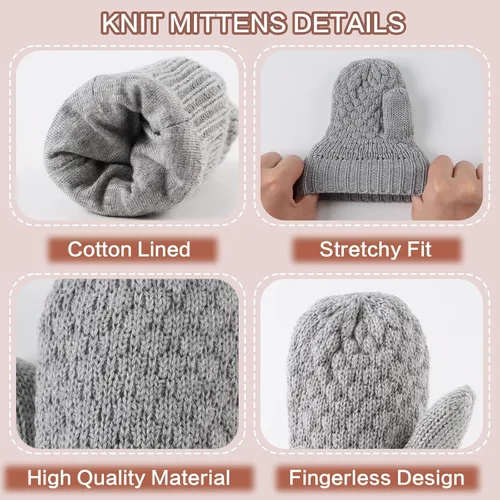 Vista 25 de Guantes de punto para bebés, niños y niñas, guantes de invierno para recién nacidos, guantes de 0 a 3 años