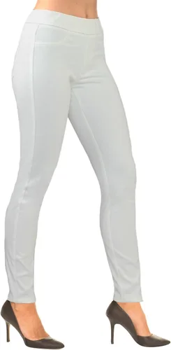 Vista 3 de SAGE Pantalón de pierna cónica para mujer con mezclilla blanca lavada enzima y bolsillos traseros funcionales