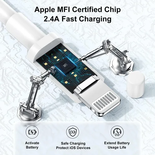 Vista 3 de Susnwere Cable de carga extra largo para iPhone de 15 pies, [certificado Apple MFi], cable USB a Lightning de 15 pies, cable de carga rápida