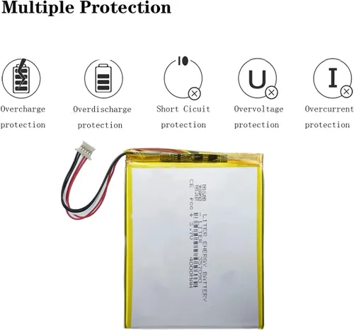 Vista 2 de Liter 357090 3.7V 4000mAh Batería recargable de iones de polímero de litio con conector de 5 hilos