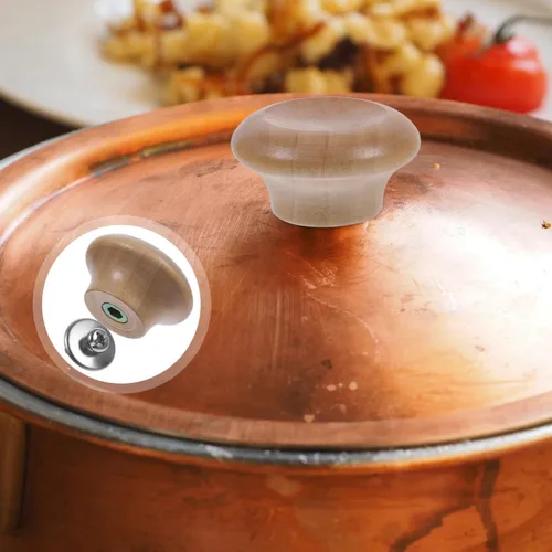 Vista 5 de Kichvoe 2 pomos de repuesto para mango de tapa de olla para utensilios de cocina, ajuste universal, pomos de tapa de sartén de madera, resistentes a