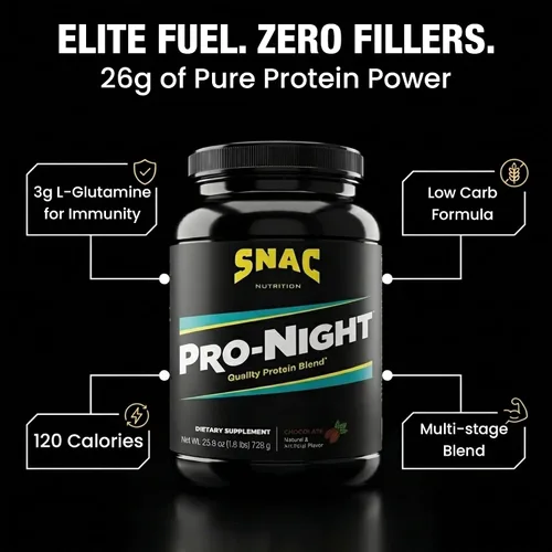 Vista 5 de SNAC Pro-Night Mezcla de proteínas en polvo, proteína saborizada, chocolate, 1.6 libras