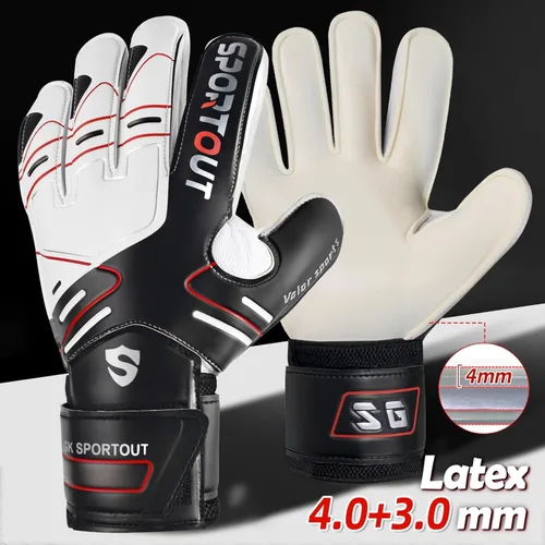 Vista 2 de Sportout Guantes de portero para jóvenes y adultos, agarre fuerte para las paradas más difíciles, con protección en los dedos y látex de 4+3MM