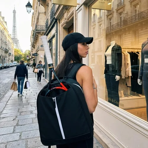 Vista 4 de AYRES Mochila de tenis – Amplia bolsa de tenis, pádel y pickleball para mujer Compartimento para raqueta de acceso rápido (para 2) Bolsa