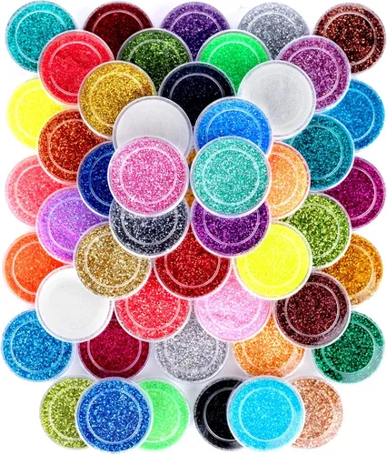 Vista 8 de FANDAMEI Purpurina gruesa, purpurina holográfica de 48 colores para manualidades, purpurina arcoíris para arte de uñas de resina, manualidades