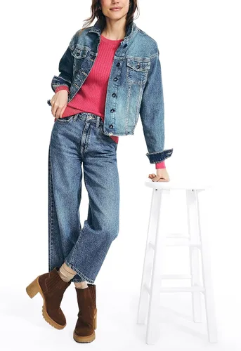 Vista 4 de Nautica Suéter de cuello redondo de punto acanalado para mujer