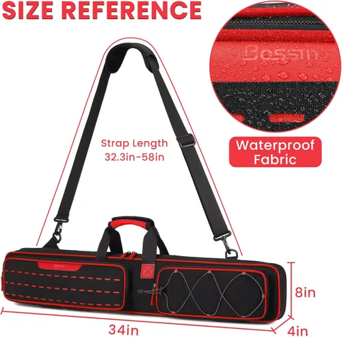 Vista 5 de BOSSTIN Estuche para taco de billar, 3 x 4 / 5 x 5 pulgadas, accesorios para taco de billar, funda acolchada suave