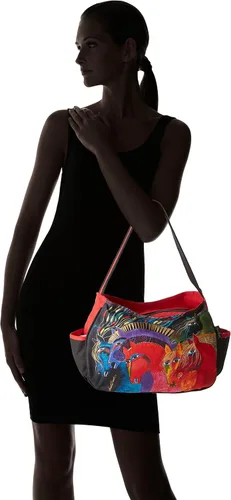 Vista 6 de Laurel Burch 80367 Hobo Medium Zipper Top 15" X4.5" X9", Wild Horses of Fire