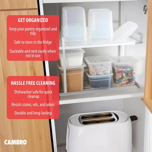 Vista 8 de Cambro - Recipientes de almacenamiento de alimentos con tapas, translúcidos (seguros para microondas y sin BPA), contenedor de almacenamiento