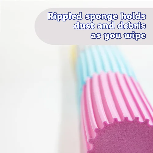 Vista 8 de Scrub Daddy Plumero húmedo, plumeros multiusos para limpieza, herramienta de limpieza de persianas venecianas y de madera, esponja de polvo húmedo