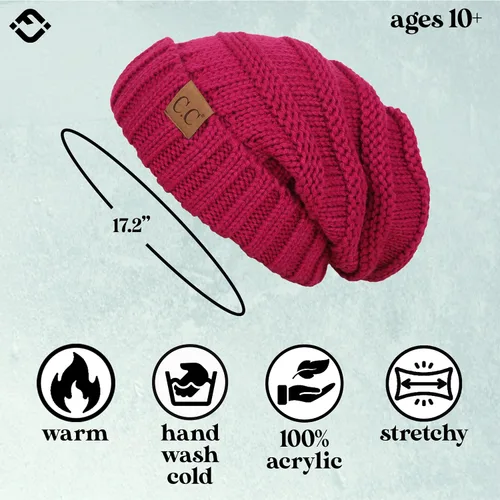 Vista 14 de Funky Junque Gorro de moda de punto trenzado de talla extragrande, grueso, abrigado, suave y holgado