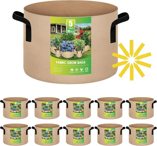 Vista 17 de iPower Paquete de 10 bolsas de 3 galones para plantas de tela no tejida gruesa resistente para cultivo de papas, contenedor duradero con aireación