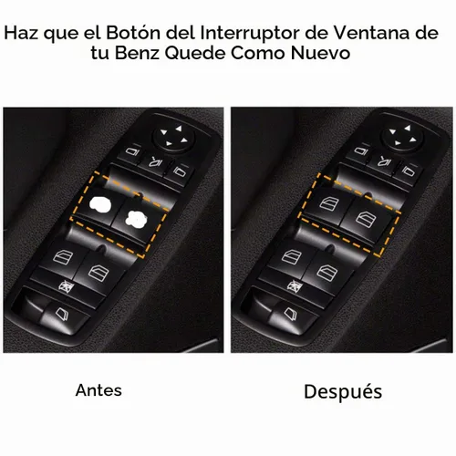 Vista 3 de Moonlinks W164 Botón de interruptor de ventana compatible con Mercedes Benz ML GL R Class - Cubiertas de botones de reparación para interruptor