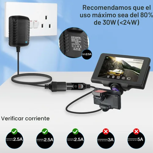Vista 5 de Convertidor de CA a CC 2A 24W Cable de alimentación del adaptador del Paquete de 1