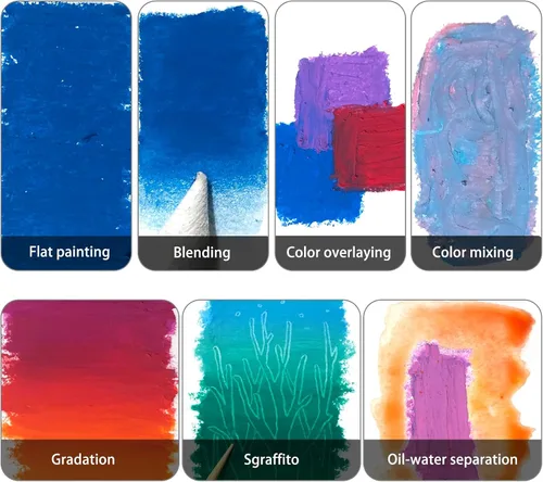 Vista 5 de Artecho Juego de 12 colores pasteles metálicos al óleo suaves para pintura artística, dibujo, mezcla (0.394 x 2.756 in)