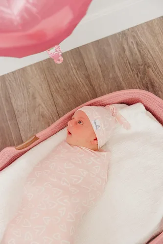 Vista 6 de Copper Pearl Gorro de bebé con nudo superior elástico suave Sweetie