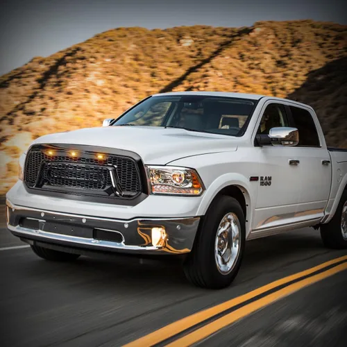 Vista 8 de Rejilla frontal negra brillante compatible con Dodge Ram 1500 2013-2018, Ram 1500 Classic 2019-2023, con luces ámbar (sin letra "RAM")