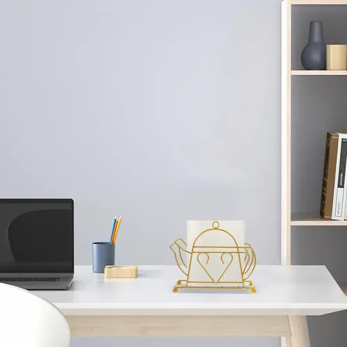 Vista 5 de Metal Napkin Holder Dining Table Napkin Stand Rack Tissue Dispenser Gold Iron Kettle Design for Restaurant Home Kitchen Tabletop Accessories