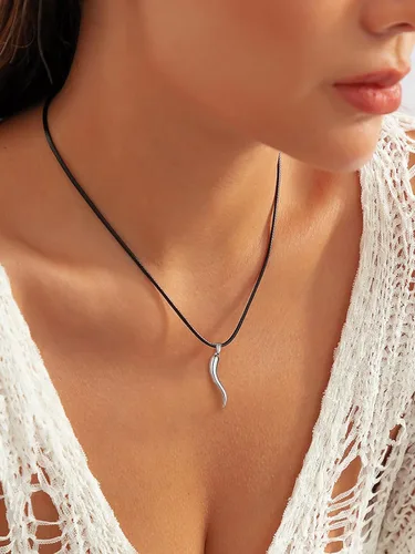 Vista 2 de U7 - Collar de cordón de cuero negro y marrón de 2mm 3mm con cierre de acero inoxidable personalizable, cadena de cuerda de cera tejida