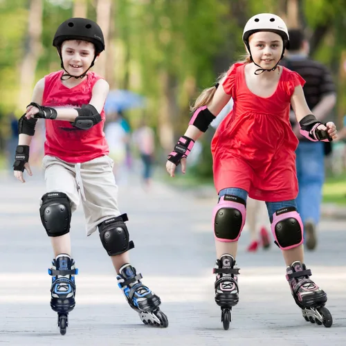 Vista 7 de Gonex Inline Skates for Girls Boys Kids, Light Up Roller Blades, Blue Azul