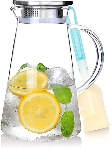 Vista 8 de SUSTEAS Jarra de Vidrio de 1.5 Litros 51oz con Tapa, Fácil de Limpiar, Jarra de Agua de Vidrio Resistente al Calor con Asa para Bebidas