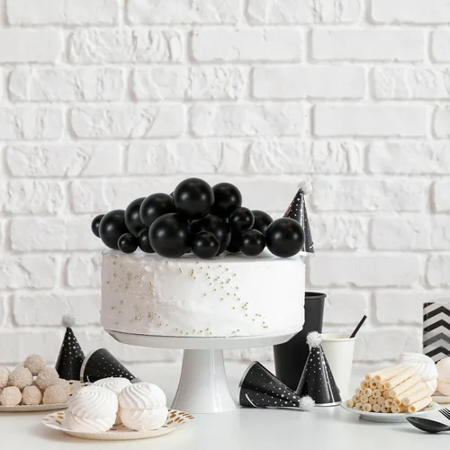 Vista 5 de 75 Piezas Decoraciones Topper de Bolas Negras para Pastel de Espuma Topper para Cupcakes Mini Globo Topper de Bolas para Pastel Picks para Negro