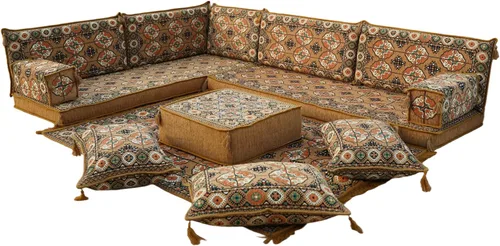 Vista 47 de arabicsofa Juego de Sofá Majlis Árabe de Esquina en Forma de L – Cojín Modular de Piso con Almohadas de Respaldo