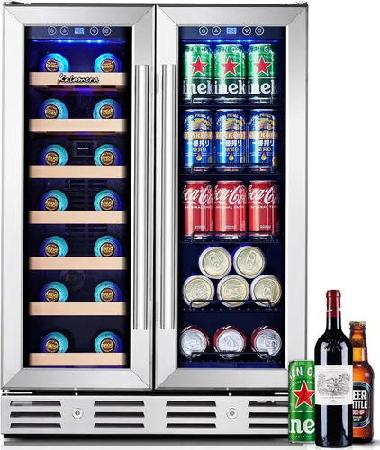 Vista 8 de Refrigerador de bebidas y vino de 24 pulgadas integrado o independiente, capacidad para 120 latas y 16 botellas, enfriador de vino