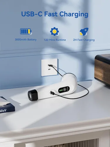 Vista 4 de Limpiador eléctrico giratorio – Limpiador de baño de ducha inalámbrico de 120 minutos con 8 cabezales de cepillo Limpiador eléctrico de 440 RPM