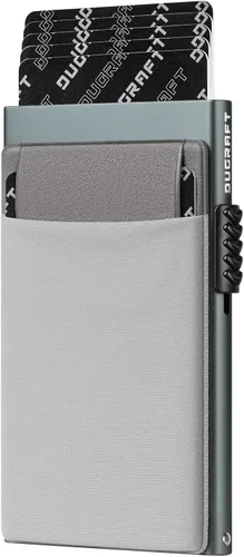 Vista 39 de DUGRAFT Tarjetero para tarjetas de crédito con bolsillo para dinero, minimalista, delgado, de aluminio, de metal, para hombres, con bloqueo RFID