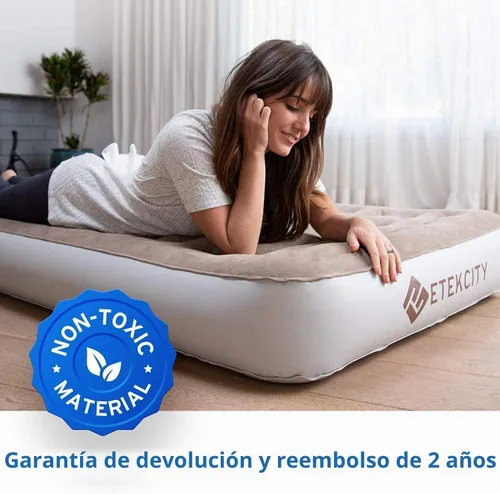 Vista 7 de Etekcity Colchón de aire mejorado de tamaño individual para campamento, cama inflable, colchón inflable elevado con bomba recargable para invitados
