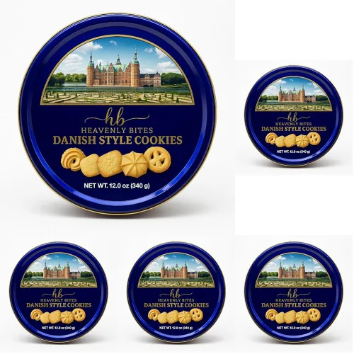 Vista 9 de Heavenly Bites Galletas de mantequilla estilo danés en lata de metal, 12 onzas