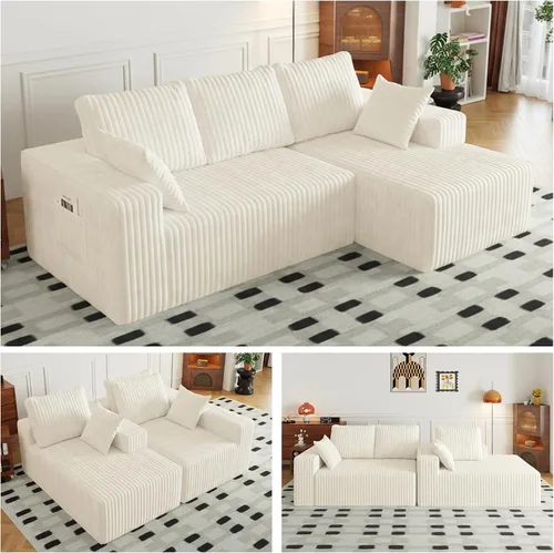 Vista 12 de Cloud - Sofá modular en forma de L con asiento profundo, de espuma viscoelástica comprimida de 3 plazas para sala de estar, sofá modular
