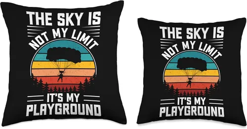 Vista 3 de Sky Diving and Skydive Gift & Clothing The Sky is Not My Limit Its My Playground - Almohada de 16 x 16 pulgadas, multicolor