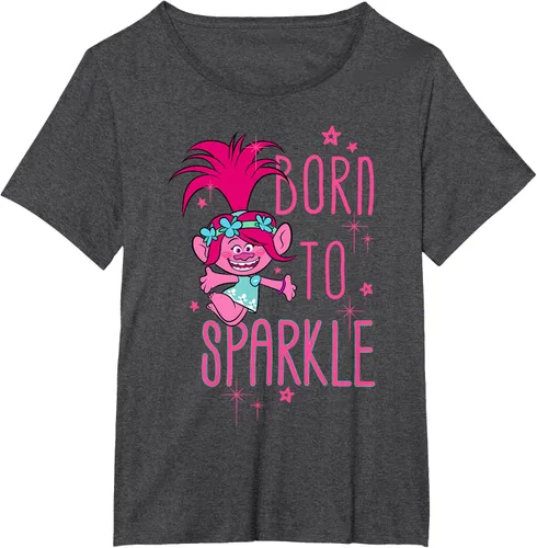 Vista 30 de DreamWorks Trolls Camiseta Born to Sparkle Negro