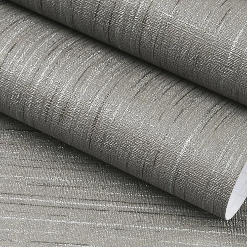 Vista 7 de FunStick Papel tapiz grueso de color gris para despegar y pegar, papel tapiz texturizado de tela sintética, papel de contacto de tela gris