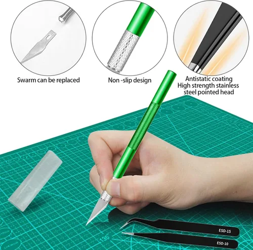 Vista 5 de 25 piezas de precisión con herramienta de desbarbado, cuchillo de manualidades, lima manual, cuchillo de tallado adecuado para lijar, tallar