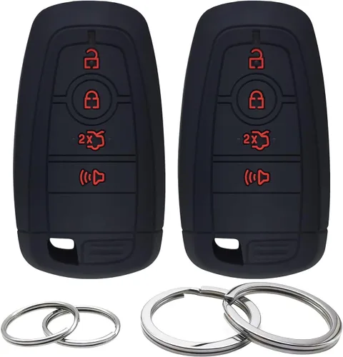 Vista 8 de 2 fundas de silicona para llavero de 4 botones, funda para control remoto, sin llave, protector de goma compatible con Ford Fusion Edge Expedition