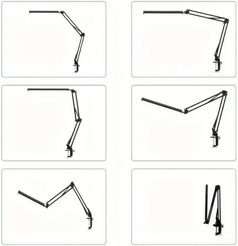 Vista 8 de Lámpara de escritorio LED con 3 modos de cuidado de los ojos, 10 brillo; lámpara flexible larga y ajustable con brazo oscilante para trabajadores