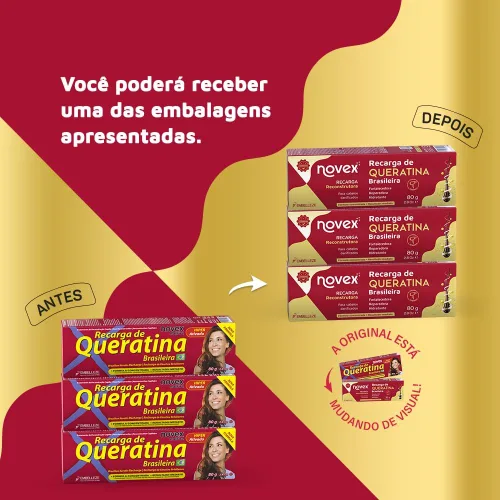 Vista 3 de Novex Acondicionador sin enjuague de recarga de queratina - Queratina reconstructiva, control del encrespamiento y reparación de daños