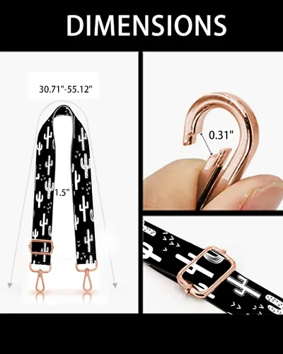 Vista 6 de Correas para bolso, hebillas de oro rosa, correa ancha para hombro, cinturón de repuesto ajustable de moda para bolso cruzado de lona, Cactus