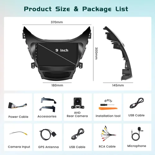 Vista 8 de 8 Core 4+64G 9 "Android 15 Estéreo del coche para Hyundai Elantra 2011-2013