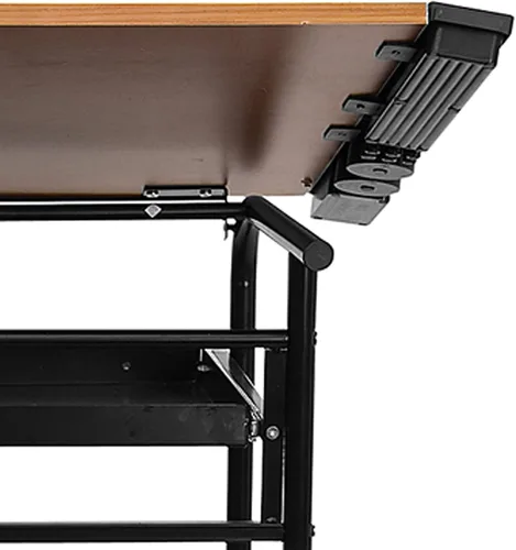 Vista 9 de Flash Furniture Swanson - Mesa de dibujo ajustable con marco negro y ruedas de doble rueda, color cereza
