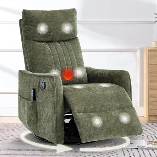 Vista 11 de cinkehome Silla mecedora reclinable giratoria pequeña para cuarto de bebé