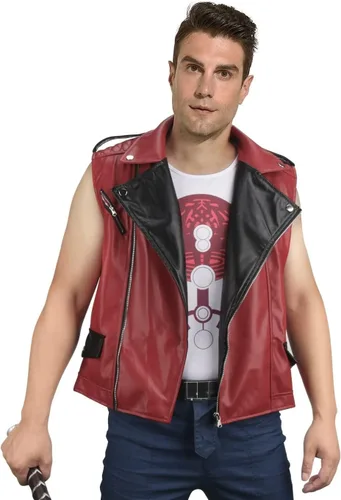 Vista 5 de MORROWIND Men Cosplay Red Punk Jacket Vest Pants Belt Set Costume Adult Outfit Suit Pu Leather for Halloween Party Role play